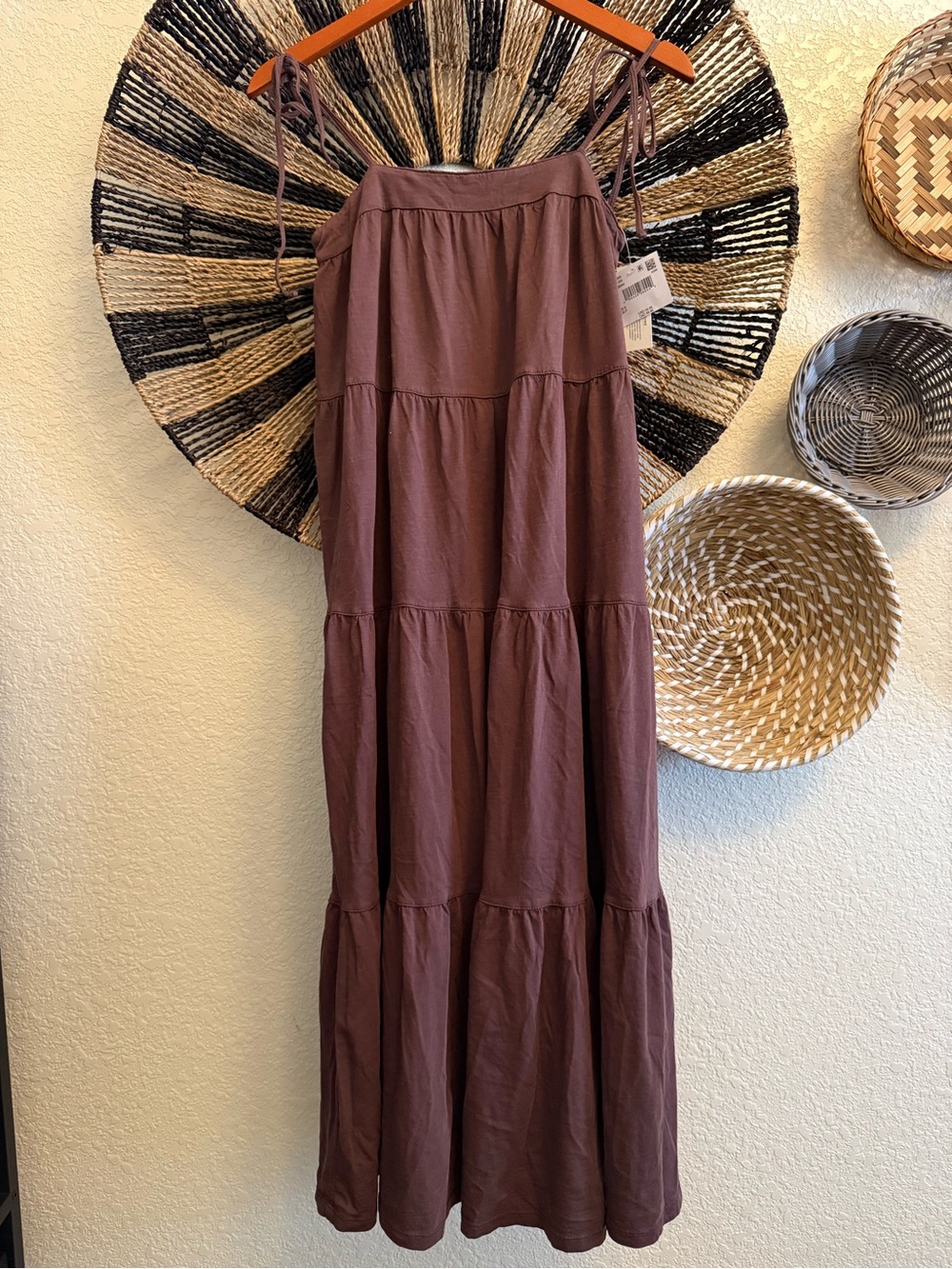 American Eagle Outfitters Plum Tie-Shoulder Tiered Maxi Dress - Picture 2 of 4